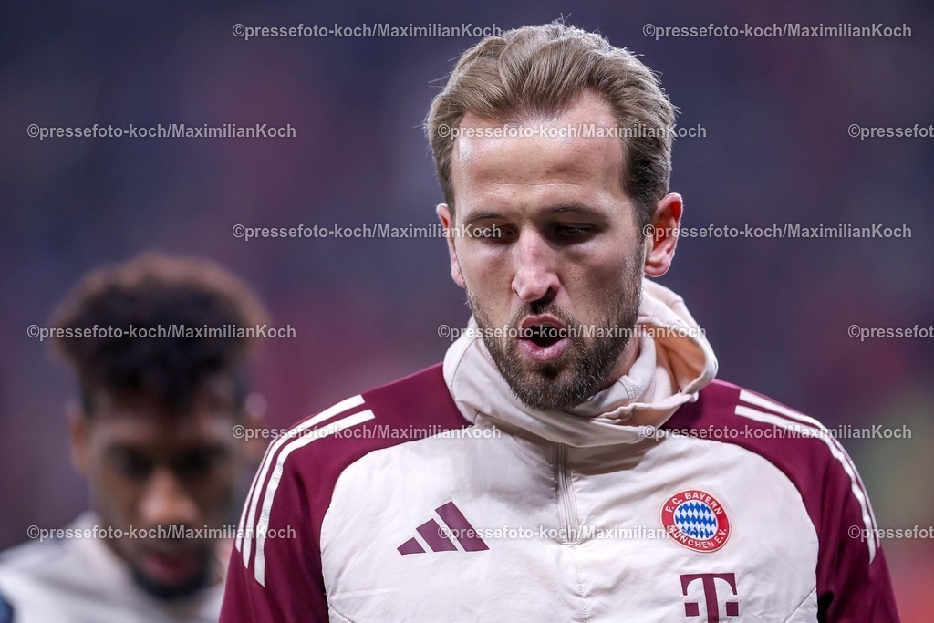 UCL11032502202 | 11.03.2025, Fußball, UEFA Champions League, Bayer 04 Leverkusen - FC Bayern München, Achtelfinale Rückspiel, BayArena, Saison 2024 2025: Harry Kane (FC Bayern #9)DFB regulations prohibit any use of photographs as image sequences and or quasi-video.