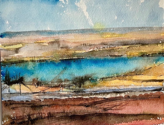 Landschaft 101223 - Priel | Aquarell auf Hahnemühle-Bütten 600 g/qm, 28x35 cm - Realisiert mit Pictrs.com