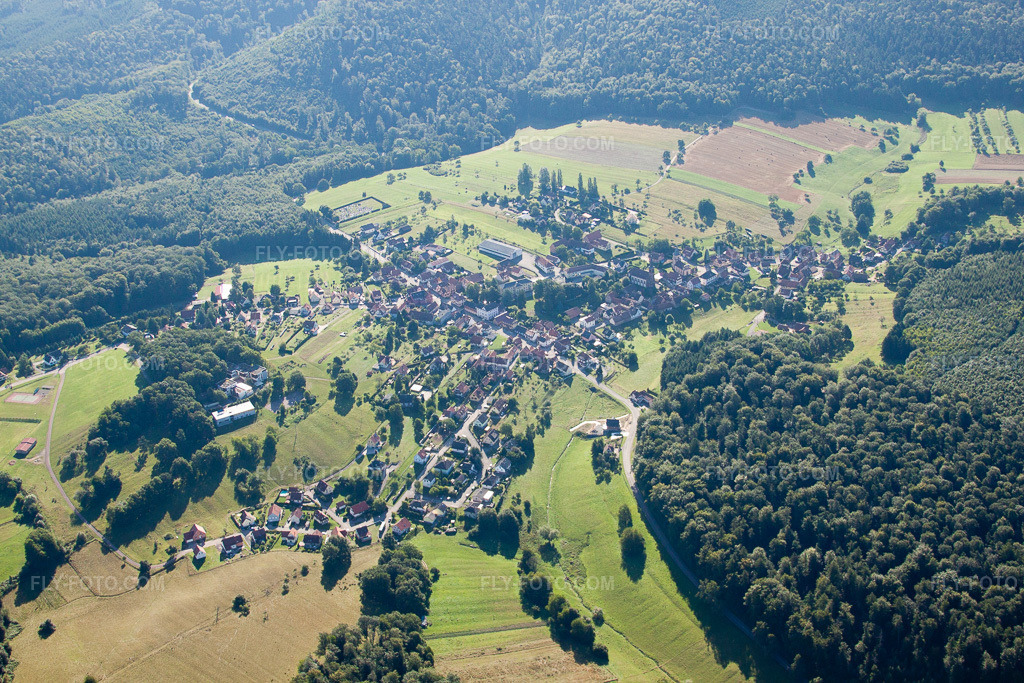 Aerial view: Petit Wingen in Wingen in the state Bas-Rhin, France.Photo: IMG_31089.jpg taken on 08/07/2010 by Werner Riehm/FLY-FOTO.comResolution of the original: 4752 x 3168 px