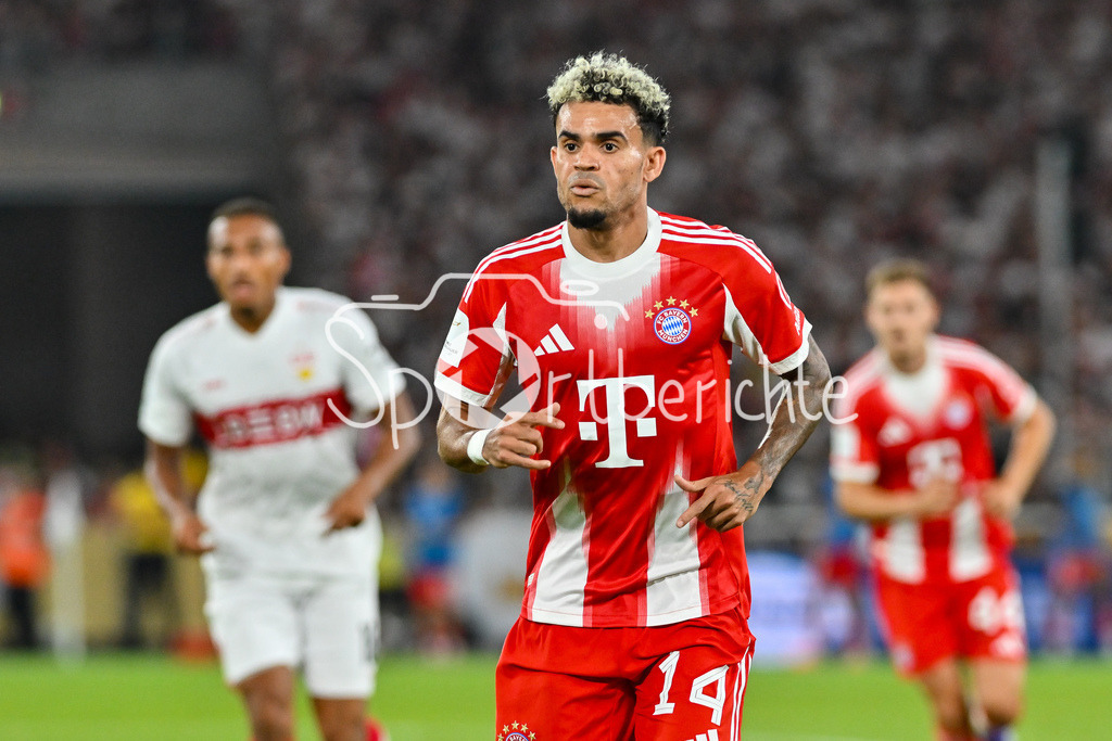 VfB Stuttgart - FC Bayern München | im Bild Luis DIAZ (FC Bayern München 14) / Einzelfoto / Freisteller / Franz-Beckenbauer Supercup: VfB Stuttgart - FC Bayern München; MHP Arena am 16.08.2025