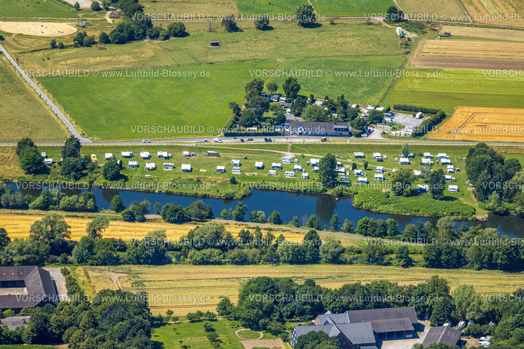 Muelheim230703624 | Luftbild, Staader Loch Campingplatz am Fluss Ruhr, Saarn, Mülheim an der Ruhr, Ruhrgebiet, Nordrhein-Westfalen, Deutschland