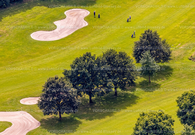 Muelheim240703404 | Luftbild, Golfplatz Golfclub Mülheim an der Ruhr e.V., Wiese und Golf-Bunker und Golfspieler, Saarn - Süd, Mülheim an der Ruhr, Ruhrgebiet, Nordrhein-Westfalen, Deutschland