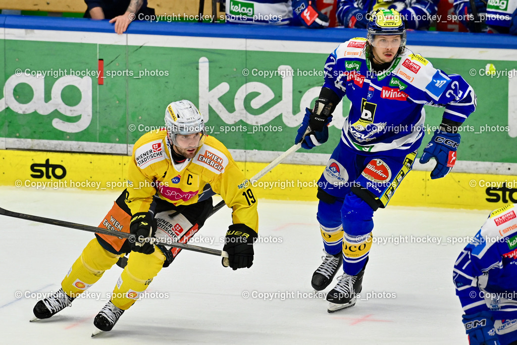 EC IDM WÄRMEPUMPEN VSV vs. Vienna Capitals | #19 Linden Vey Vienna Capitals, #22 Nikita Scherbak EC VSV, EC IDM WÄRMEPUMPEN VSV vs. Vienna Capitals, EC IDM WÄRMEPUMPEN VSV vs. Vienna Capitals am 16.11.2025 in Villach (Stadthalle Villach), Austria, (Photo by Bernd Stefan)