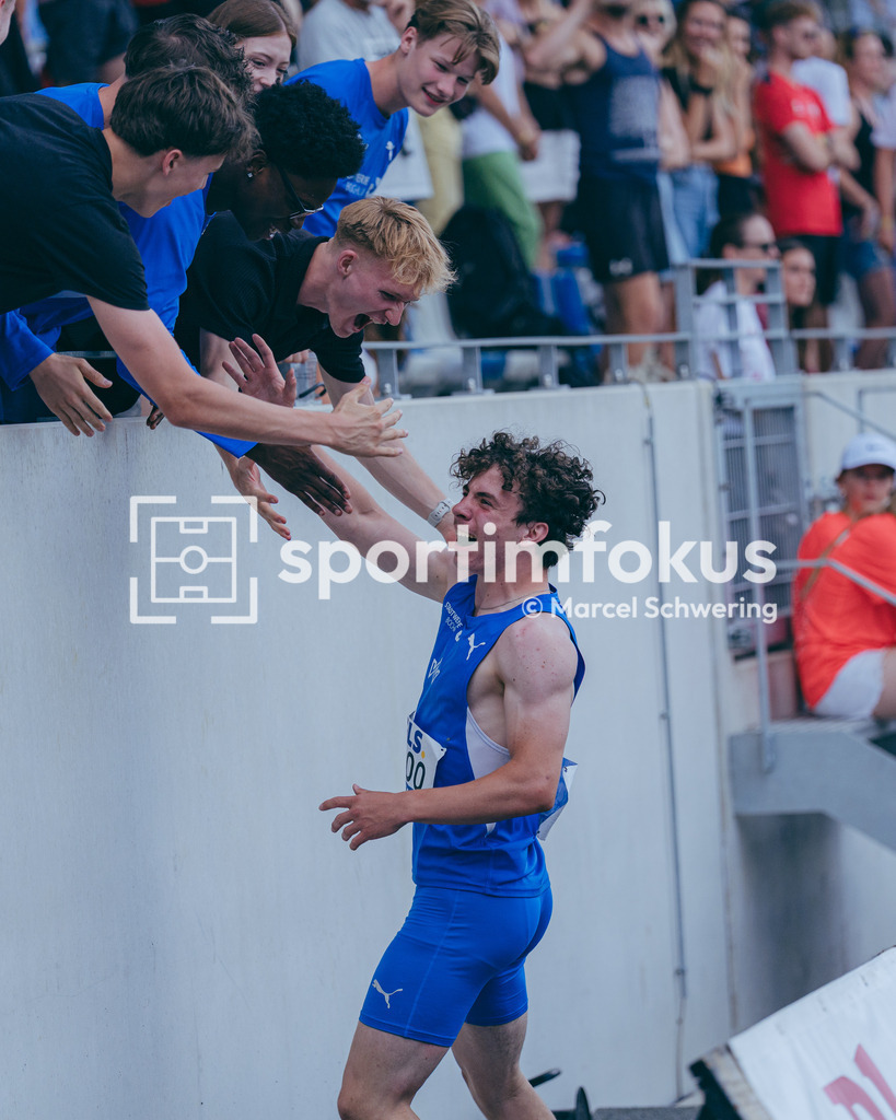 DM U23 U18 Bochum 2026 | Ilja Reimchen (TV Wattenscheid 01), Startnummer 1600, mU18 100-Meter-Lauf Finale, Deutsche Meisterschaften der U18 &amp; U23 2026, Lohrheidestadion Bochum-Wattenscheid, 04.07.2026 Foto: Marcel Schwering / sportimfokus - Realisiert mit Pictrs.com