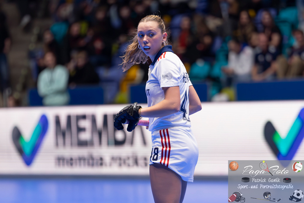 Volvo E.R.B. Final 4 Halbfinale Frauen: Mannheimer HC - Düsseldorfer HC, 25.01.2025 | Charlotte Hendrix (Mannheimer HC #48), Freisteller, Portrait, Porträt, Mannheimer HC - Düsseldorfer HC, Frankfurt, Süwag Arena, 25.1.2025 - Realisiert mit Pictrs.com
