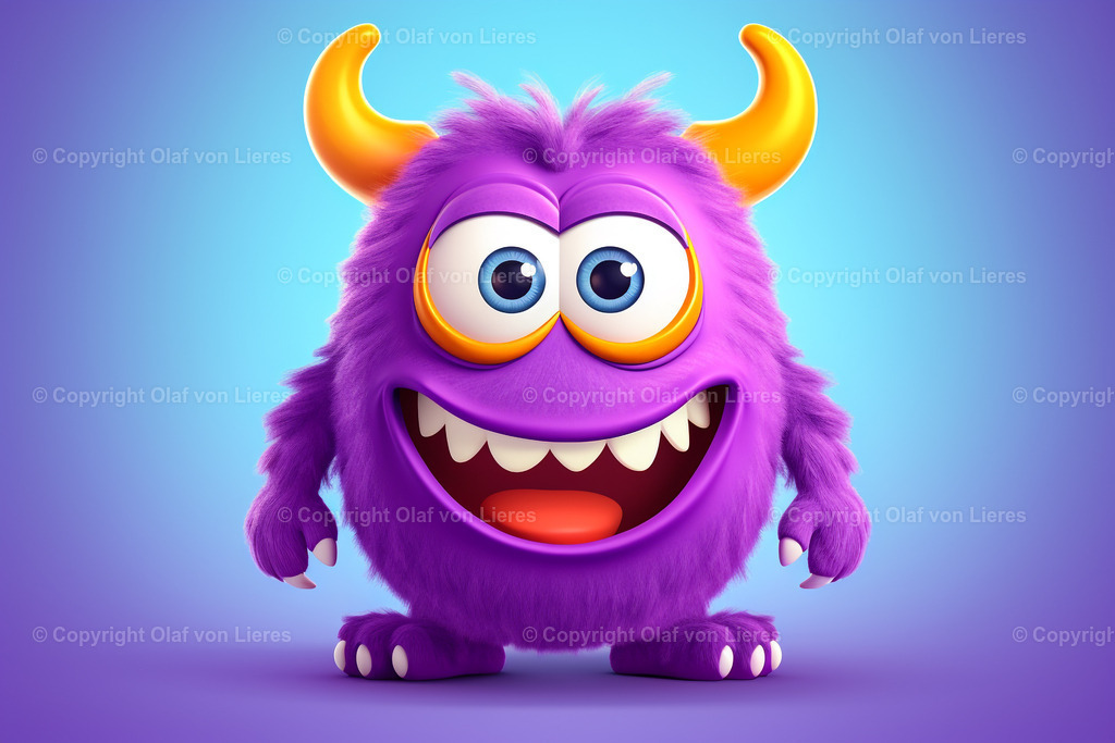 fröhliches Monster | Monster mit großen Augen lila