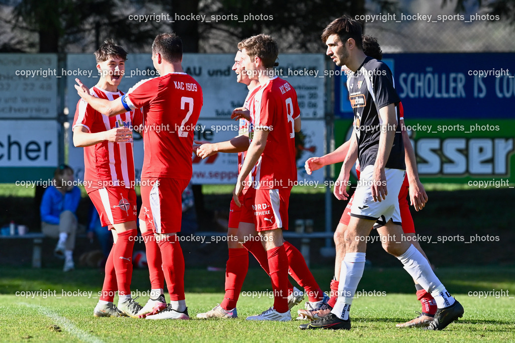 FC Gmünd vs. FC KAC 1909 22.4.2023 | Jubel FC KAC 1909 Mannschaft, #18 Florian Lambic, #2 David Gräfischer, #4 Patrick Legner, #8 Maximilian Hubert Watscher
