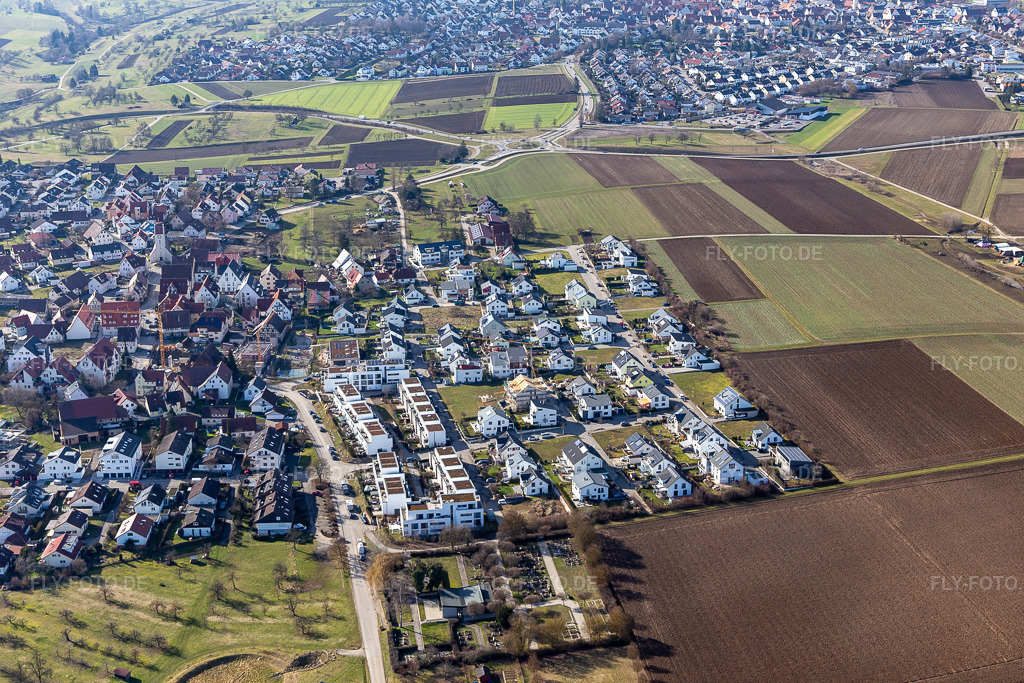 Luftbild: Neubaugebiet Auf dem Bühl im Ortsteil Affstätt in Herrenberg im Bundesland Baden-Württemberg in Deutschland. Foto: IMG_125181.jpg vom 20.02.2021 durch Werner Riehm/FLY-FOTO.de
