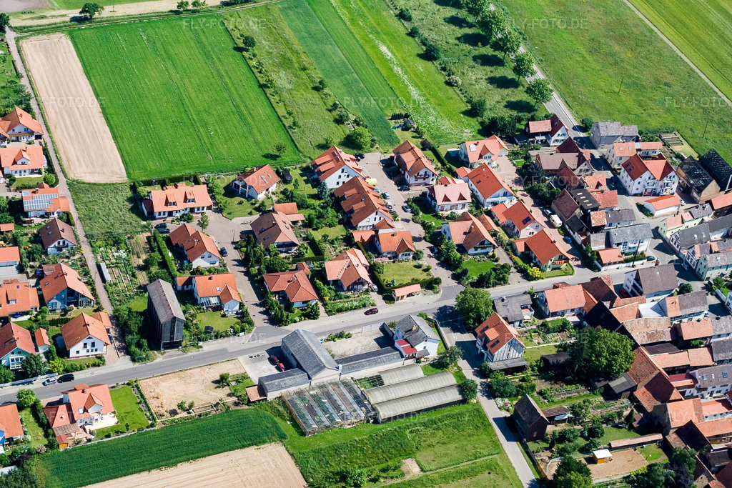 Luftbild: Neubaugebiet Im Geiersching im Ortsteil Hayna in Herxheim im Bundesland Rheinland-Pfalz in Deutschland. Foto: IMG_2303.jpg vom 03.06.2006 durch Werner Riehm/FLY-FOTO.de