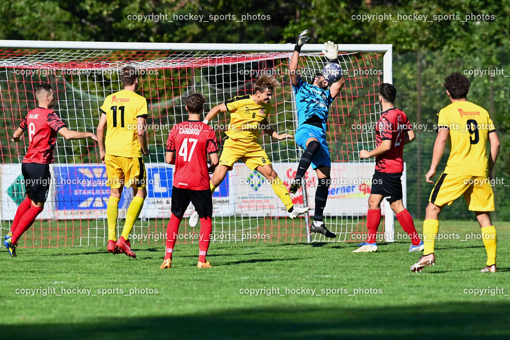 ATUS Ferlach vs.KAC 1909 16.9.2023 | #8 Erwin Bajric ATUS Ferlach, #11 Mario Daniel Gugganig KAC, #47 Jano Maria Candussi ATUS Ferlach, #6 Peter Pucker KAC, #25 Florian Heindl ATUS Ferlach, #27 Julian Völz ATUS Ferlach, #9 Raphael Kassler KAC, Kärntnerliga, ATUS Ferlach - KAC 1909 am 16.09.2023 in Ferlach (Sportplatz ATUS Ferlach), Austria, (Photo by Bernd Stefan)
