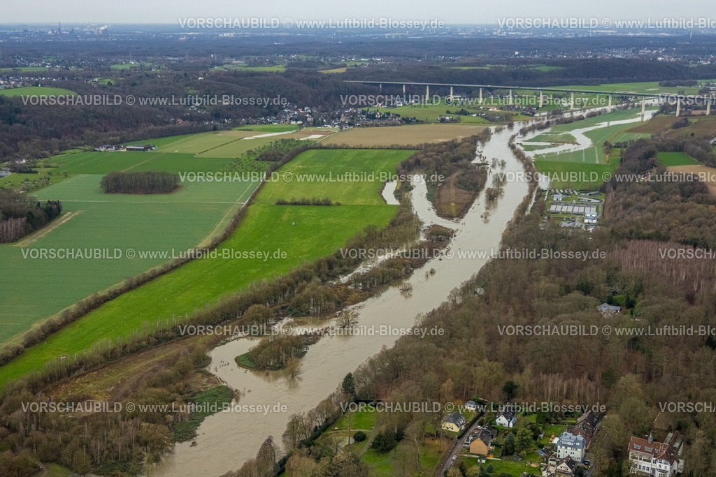 Essen231202887Kettwig | Luftbild, Ruhrhochwasser, Weihnachtshochwasser 2023, starke Regenfälle,  Kettwig, Essen, Ruhrgebiet, Nordrhein-Westfalen, Deutschland