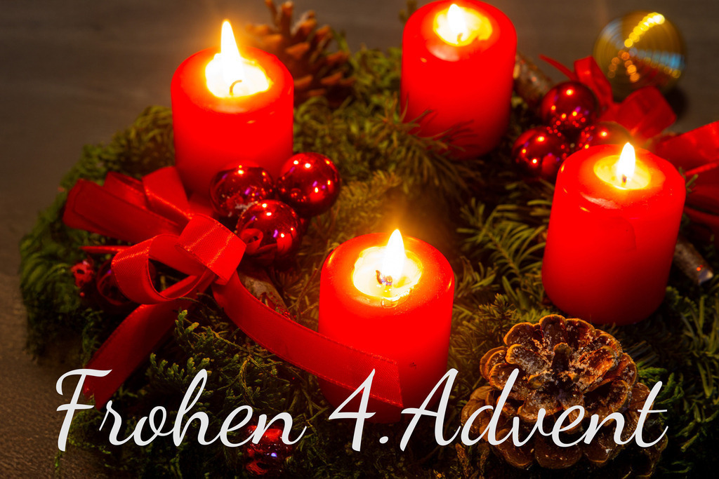 Adventsgrüße 4. Advent: Adventskranz mit vier brennenden Kerzen und Text FROHEN 4.ADVENT | Adventsgrüße 4. Advent: Adventskranz mit vier brennenden Kerzen und Text FROHEN 4.ADVENT - Realisiert mit Pictrs.com
