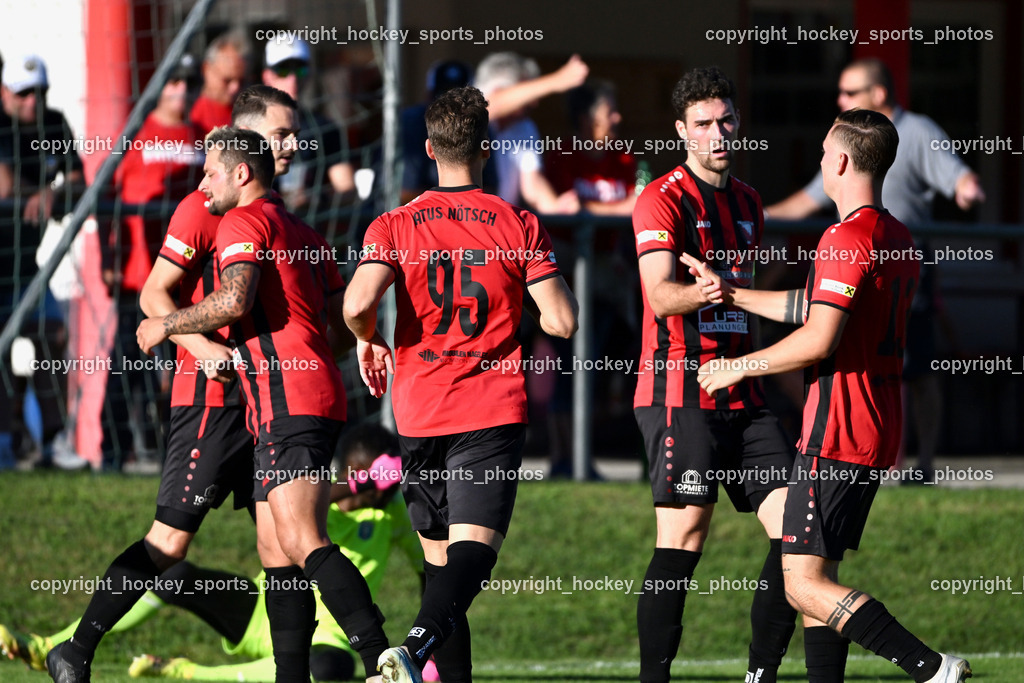 ATUS Nötsch vs. Thal Assling | Jubel ATUS Nötsch Mannschaft, #91 Christian Lussnig ATUS Nötsch, #95 Markus Madritsch ATUS Nötsch, #21 Nicolas Janschitz ATUS Nötsch, #13 Luca Erwin Jost ATUS Nötsch, ATUS Nötsch vs. Thal Assling, ATUS Nötsch vs. Thal Assling am 31.08.2025 in Nötsch (Dobratsch Arena), Austria, (Photo by Bernd Stefan)