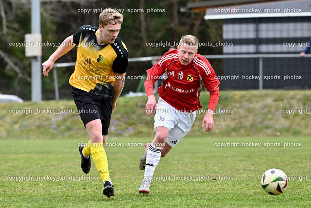 SV Arnoldstein vs. FC Union Sillian-Heinfels | #8 Ruairidh James Johnson SV Arnoldstein, #16 Benjamin Fürhapter FC Sillian, SV Arnoldstein vs. FC Union Sillian-Heinfels, SV Arnoldstein vs. FC Union Sillian-Heinfels am 29.03.2026 in Arnoldstein (Waldparkstadion Arnoldstein), Austria, (Photo by Bernd Stefan)