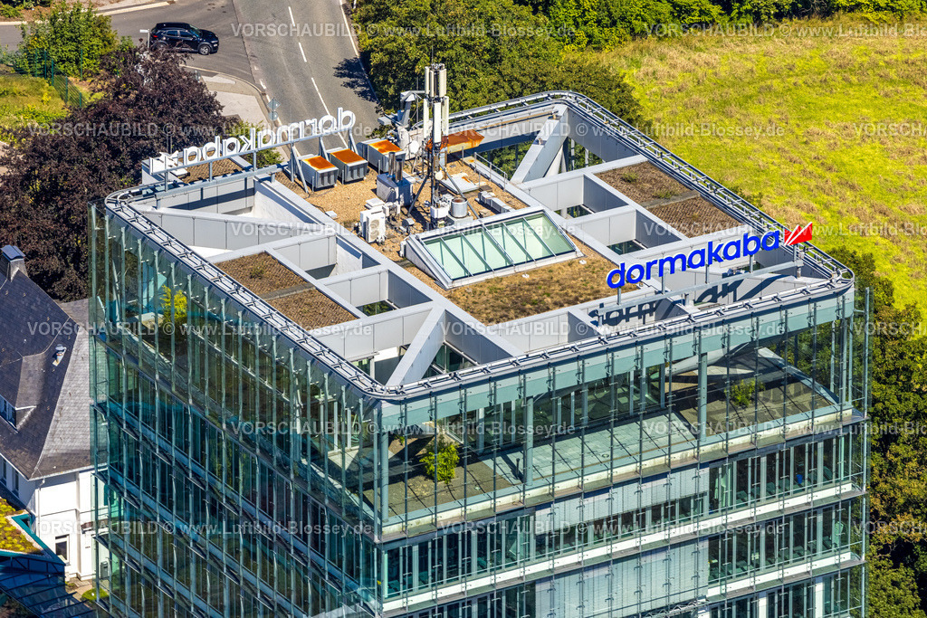 Ennepetal230801181 | Luftbild, dormakaba Deutschland GmbH, Hochhaus, Voerde, Ennepetal, Ruhrgebiet, Nordrhein-Westfalen, Deutschland