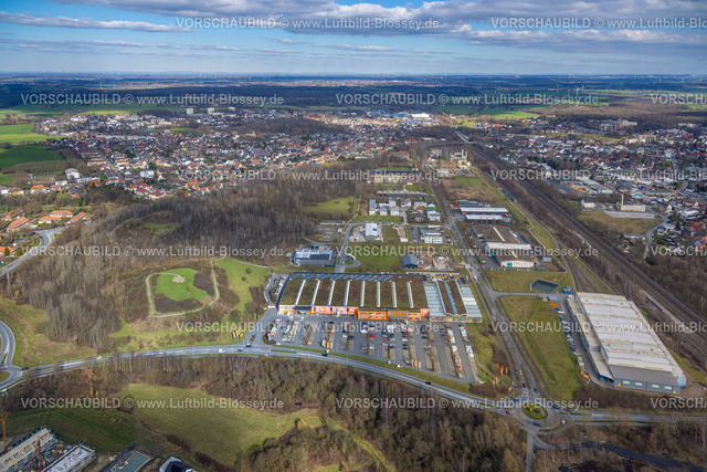 Hamm230215068 | Luftbild, Gewerbegebiet Sachsenweg, Halde Zeche Sachsen und Panoramahalde, Stadtbezirk Heessen, Hamm, Ruhrgebiet, Nordrhein-Westfalen, Deutschland