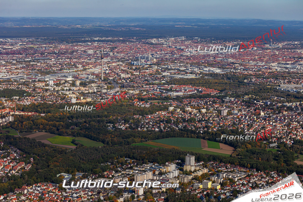 aktuelles Luftbild von Nuernberg   - Luftaufnahme wurde 2019 von https://frankenair.de mittels Flugzeug (keine Drohne) erstellt.