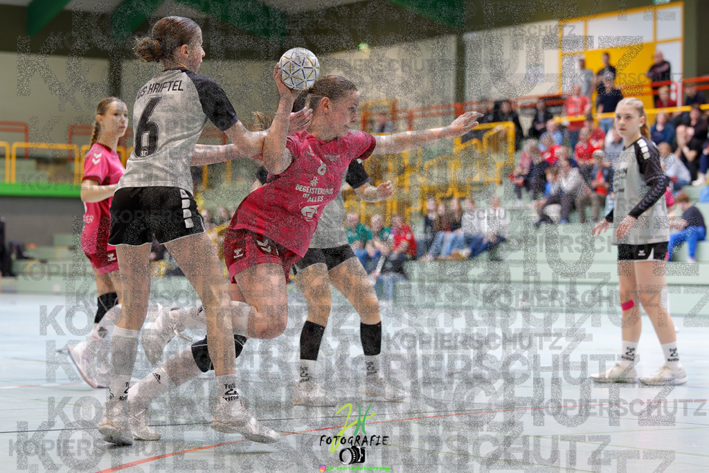 Hessenmeisterschaft wJC - Spiel um Platz 3; TuS Kriftel - SG Schenklengsfeld | Hessenmeisterschaft wJC - Spiel um Platz 3; TuS Kriftel - SG Schenklengsfeld am 22.03.2025 in Biedenkopf (Sporthalle Lahntalschule)Photo © 2025 - Jörg Heinrich - Realisiert mit Pictrs.com