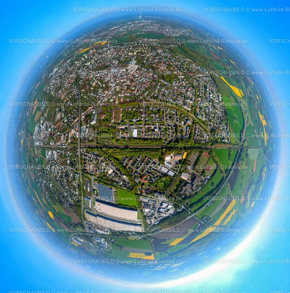 Kamen230520017Mitte | Luftbild, Kamen-Mitte, City, Sesekedamm, Erdkugel, Fisheye Aufnahme, Fischaugen Aufnahme, 360 Grad Aufnahme, , Kamen, Ruhrgebiet, Nordrhein-Westfalen, Deutschland
