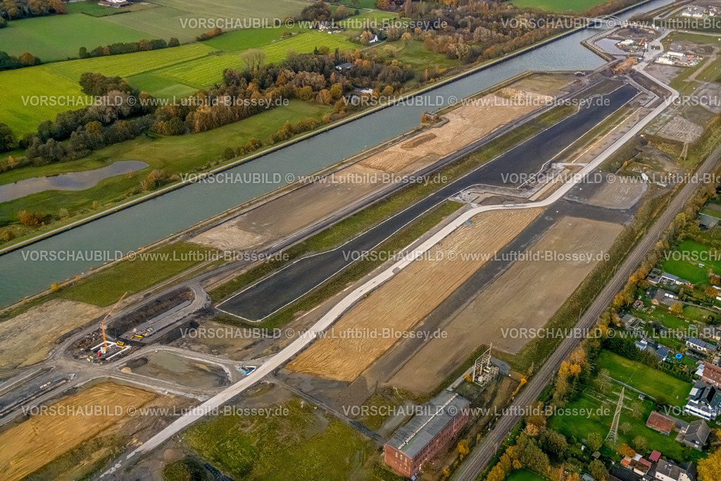 Bergkamen231103451 | Luftbild, Wasserstadt Aden, am Datteln-Hamm-Kanal, Baugebiet für geplantes Stadtquartier auf dem Gelände der ehemaligen Zeche Haus Aden, Oberaden, Bergkamen, Ruhrgebiet, Nordrhein-Westfalen, Deutschland