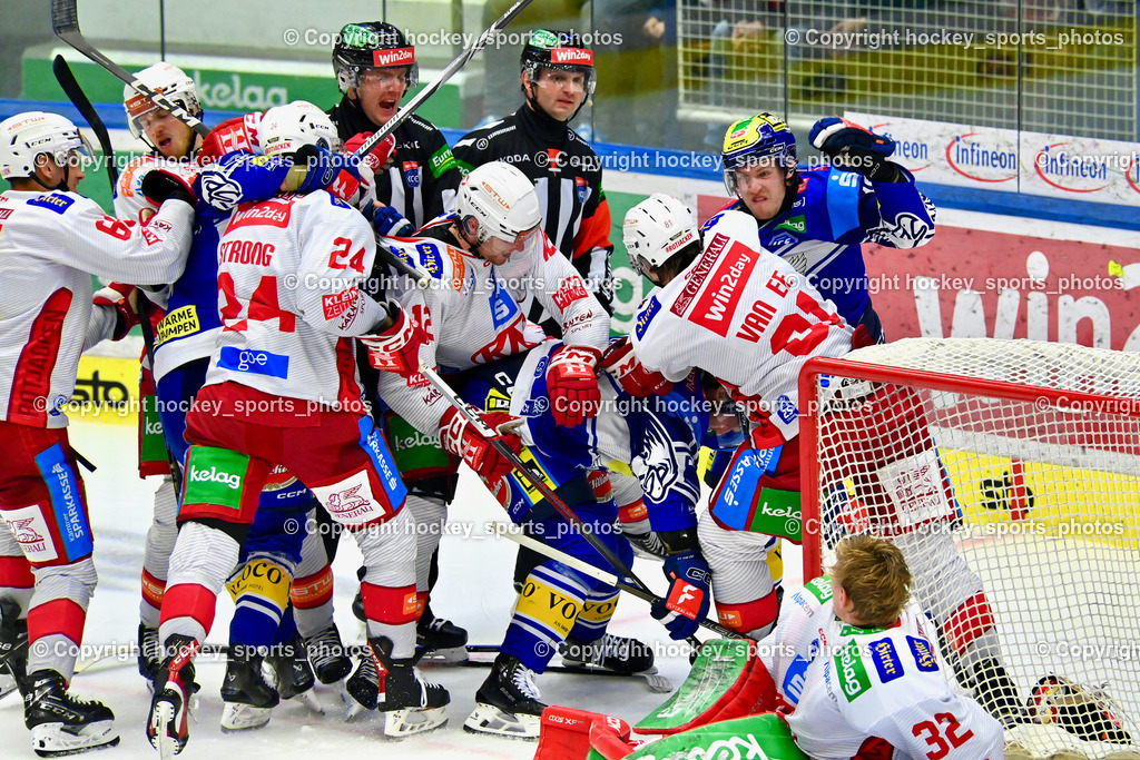 EC IDM Wärmepumpen VSV vs. EC KAC  | Faustkampf, #81 van Ee Finn EC KAC, #42 LANZINGER Benjamin EC VSV, #9 RAUCHENWALD Alexander EC VSV, #24 Strong Steven EC KAC, #32 Dahm Sebastian EC KAC, EC IDM Wärmepumpen VSV vs. EC KAC , EC IDM Wärmepumpen VSV vs. EC KAC  am 27.10.2024 in Villach (Stadthalle Villach), Austria, (Photo by Bernd Stefan)