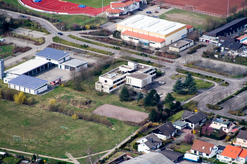 Luftbild: Queichtalhalle in Offenbach an der Queich im Bundesland Rheinland-Pfalz in Deutschland. Foto: IMG_9730.jpg vom 15.03.2008 durch Werner Riehm/FLY-FOTO.de