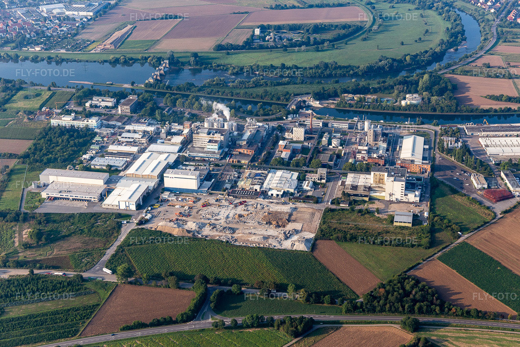 Luftbild: Technische Anlagen im Industriegebiet von Saint-Gobain Isover G+H AG, ICL Germany Ladenburg / BK Giulini GmbH und Jungbunzlauer Ladenburg GmbH in Ladenburg im Bundesland Baden-Württemberg in Deutschland. Foto: IMG_117034.jpg vom 25.08.2019 durch Werner Riehm/FLY-FOTO.de