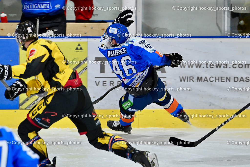 ESC SPARKASSE STEINDORF vs. MET PHOTOVOLTAIK HORNETS SPITTAL | #46 Maurer Julian ESC Steindorf, Flugeinlage, #81 Wassermann Matthias EC Hornets Spittal, ESC SPARKASSE STEINDORF vs. MET PHOTOVOLTAIK HORNETS SPITTAL, ESC SPARKASSE STEINDORF vs. MET PHOTOVOLTAIK HORNETS SPITTAL am 22.11.2025 in Steindorf (Ossiachersee Halle), Austria, (Photo by Bernd Stefan)