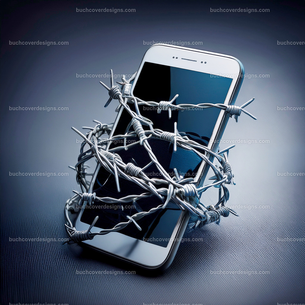 Mobiltelefon mit Stacheldraht | Entdecken Sie kreative Buch Cover Designs für Self-Publishing-Autoren und Verlage! Unsere maßgeschneiderten Designs ziehen Leser an und bringen Ihre Geschichten visuell zum Leben. Lassen Sie uns Ihr perfektes Cover gestalten!