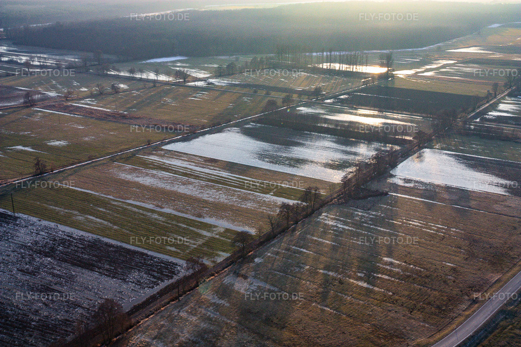 Luftbild: Otterbachtal Biotop gefroren in Minfeld im Bundesland Rheinland-Pfalz in Deutschland. Foto: IMG_17080.jpg vom 19.02.2009 durch Werner Riehm/FLY-FOTO.de