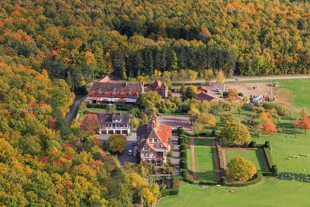 Vue aérienne: Villa Le Riesack à Niederbronn-les-Bains dans le département Bas Rhin, France – .Photo: IMG_084731.jpg prise le 23/10/2015 par Werner Riehm/FLY-FOTO.eu – Résolution de l'original: 5472 x 3648 px – Gite de groupe en Alsace. Fetes de famille. Villa le Riesack. Capacit\xc3\xa9: 30 \xc3\xa0 50 Personnes