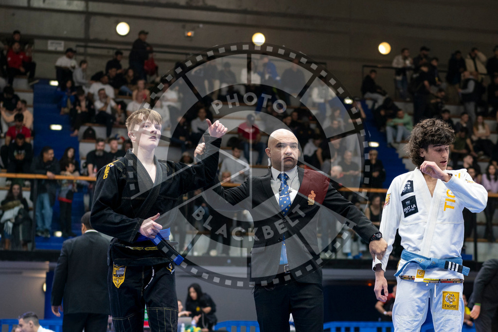 20240121PBB6902 | Fighters compete during the second day of the IBJJF European Championship in Paris, France, on January 21, 2024.