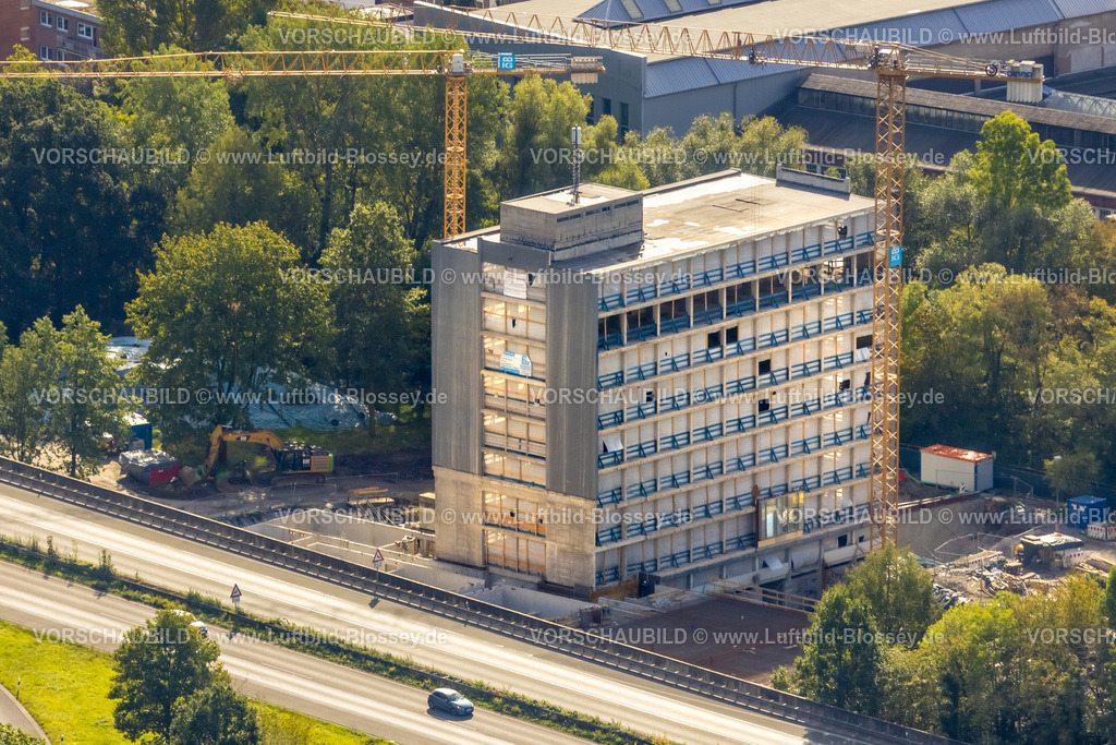 Arnsberg230904487 | Luftbild, Rathaus Abrissarbeiten und Sanierung Neues Bürgerzentrum, an der Autobahn A46, Neheim, Arnsberg, Sauerland, Nordrhein-Westfalen, Deutschland