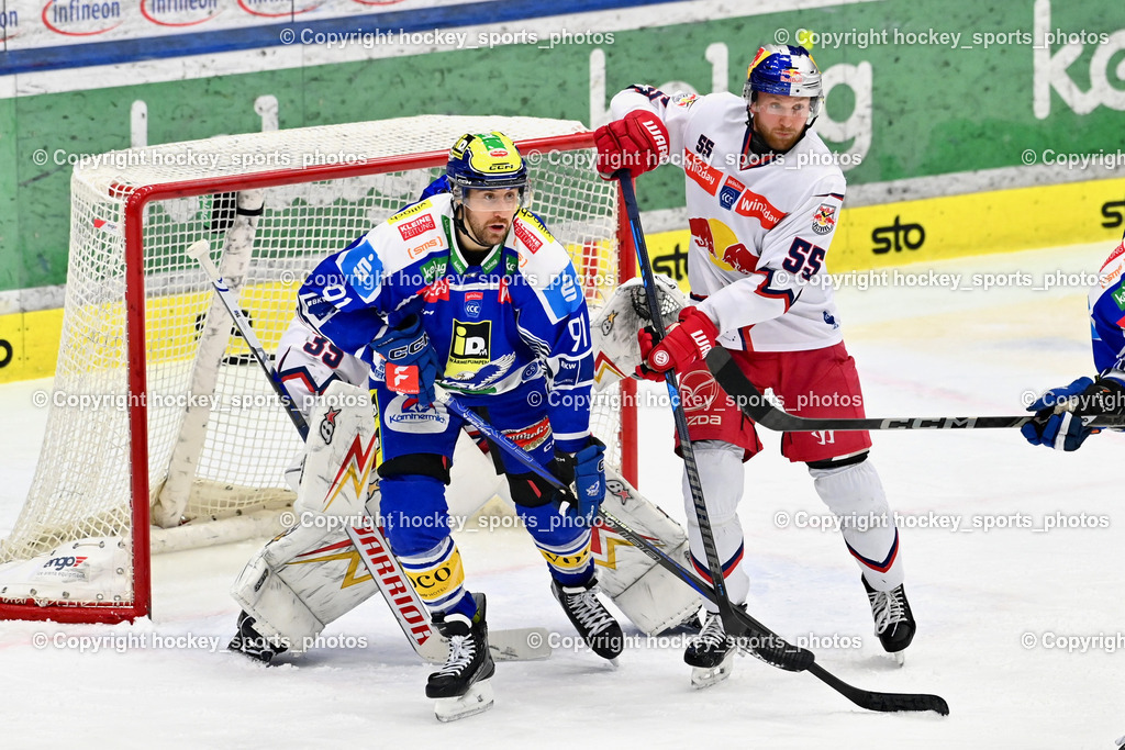 EC IDM Wärmepumpen VSV vs. EC Red Bull VSV | #91 Nick Hutchison EC VSV, #55 Lukas Schreier EC Red Bull Salzburg, EC IDM Wärmepumpen VSV vs. EC Red Bull VSV, EC IDM Wärmepumpen VSV vs. EC Red Bull Salzburg am 16.01.2026 in Villach (Stadthalle Villach), Austria, (Photo by Bernd Stefan)