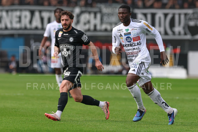SK Puntigamer Sturm Graz vs TSV Egger Glas Hartberg – Championship Group    | Graz, Austria, 12.Apr.26 - SOCCER - ADMIRAL Bundesliga, SK Puntigamer Sturm Graz vs TSV Egger Glas Hartberg. The image shows Otar Kiteishvili (STU) and Youba Diarra (Hartberg).    
