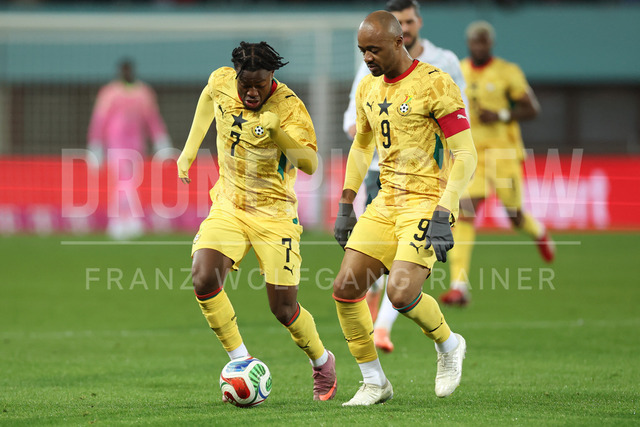 Austria vs Ghana – International Football Match    | VIENNA, AUSTRIA, 27.MAR.26 - SOCCER - OEFB international test match, Austria vs Ghana. The image shows Fatawu Issahaku (Ghana) and Jordan Ayew (Ghana).