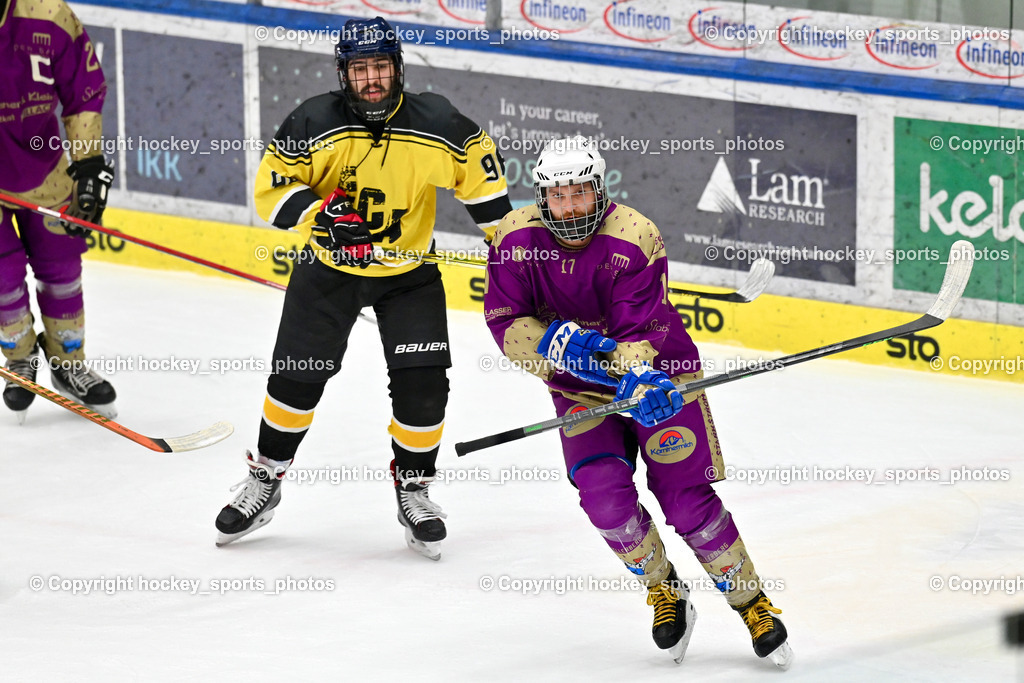 EC Kellerberg vs. EC Arnoldstein | #96 Ottogalli Mattia EC Arnoldstein, #17 Erlacher Christoph EC Kellerberg, EC Kellerberg vs. EC Arnoldstein, EC Kellerberg vs. EC Arnoldstein am 03.02.2025 in Villach (Stadthalle Villach), Austria, (Photo by Bernd Stefan)