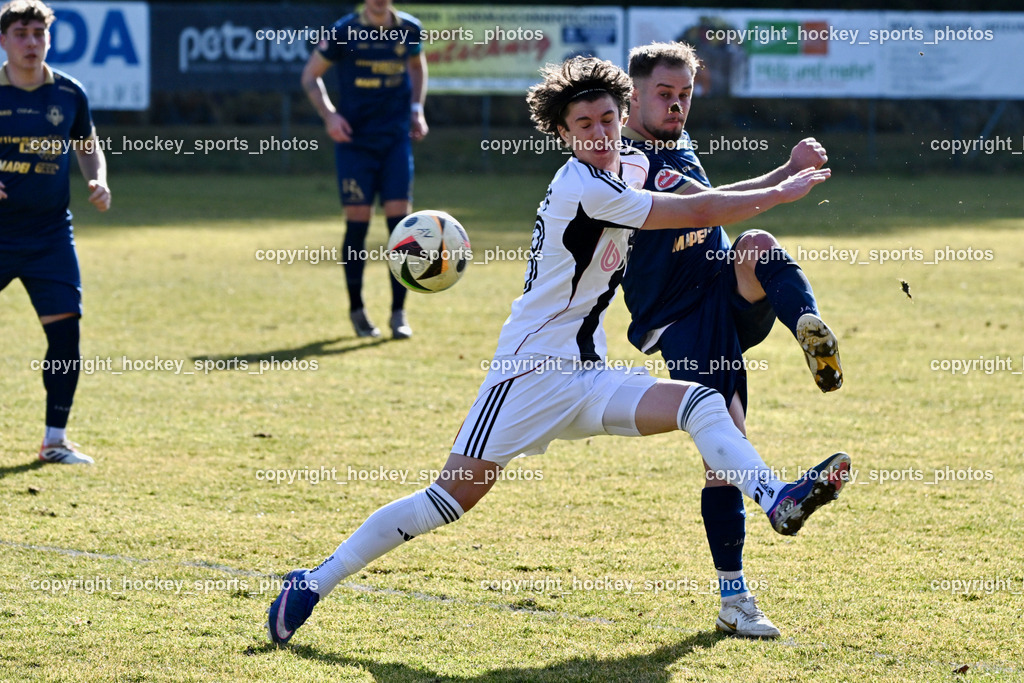 ATUS Velden vs. SPG LASK Amateure OÖ | #99 Benjamin Mulahalilovic ATUS Velden, #28 Paul Krapf LASK Amateure, ATUS Velden vs. SPG LASK Amateure OÖ, ATUS Velden vs. SPG LASK Amateure OÖ am 07.03.2026 in Velden (Wald Arena Velden), Austria, (Photo by Bernd Stefan)