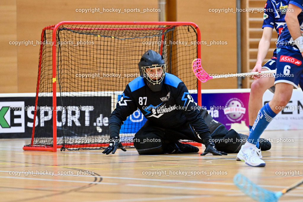 VSV Unihockye vs. KAC Floorball | #87 Timmo Taurer VSV Unihockey, VSV Unihockye vs. KAC Floorball, VSV Unihockye vs. KAC Floorball am 13.04.2025 in Villach (Ballspielhalle St. Martin), Austria, (Photo by Bernd Stefan)