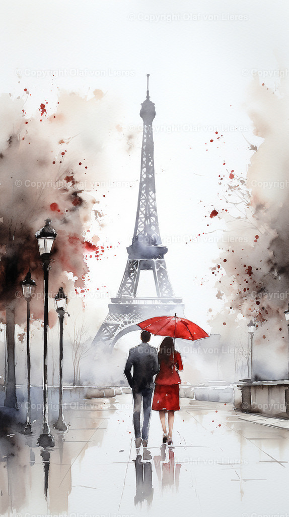 Liebespaar vorm Eiffelturm  | verliebtes Paar in Paris