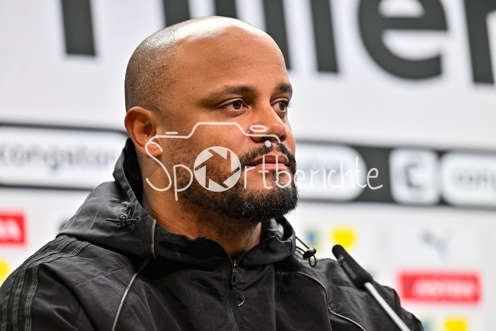 FC St. Pauli - FC Bayern München | sT. PAULI, DEUTSCHLAND - 11. APRIL: im Bild Vincent KOMPANY Trainer FC Bayern München auf der Pressekonferenz / Einzelfoto / Freisteller nach dem Bundesligamatch zwischen dem FC St. Pauli und dem FC Bayern München am 29. Spieltag im Millerntor Stadion / DFL REGULATIONS PROHIBIT ANY USE OF PHOTOGRAPHS AS IMAGE SEQUENCES AND/OR QUASI-VIDEO