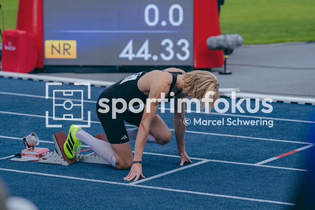 Deutsche Meisterschaften der Frauen und Männer 2026 | Thilo Traue, LG Stadtwerke München, 400-Meter-Lauf, Halbfinale, Deutsche Meisterschaften der Frauen und Männer 2026, Lohrheidestadion Bochum-Wattenscheid, 25.07.2026. Foto: Marcel Schwering / sportimfokus - Realisiert mit Pictrs.com