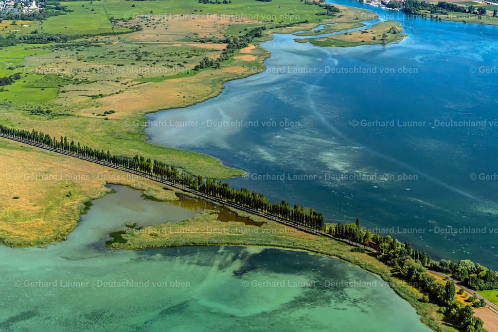 4032188 | Pappelallee bei REICHENAU 12.06.2020 Steg zur Bodensee-Insel Reichenau in Reichenau im Bundesland Baden-Württemberg. // Bridge to the Island Reichenau on the Lake of Constance in Reichenau in the state Baden-Wuerttemberg. Foto: Gerhard Launer