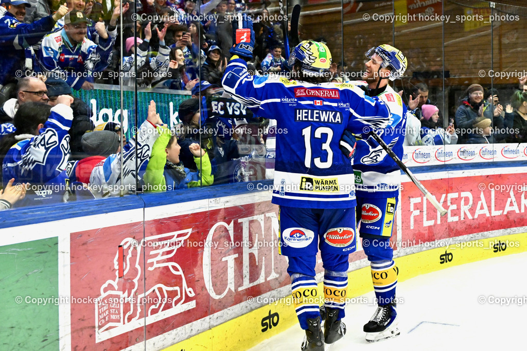 C IDM Wärmepumpen VSV vs. Olimpija Ljubljana | Jubel #13 Adam Helewka EC VSV, #26 Guus van Nes EC VSV, 2 dreifach Torschützen,  IDM Wärmepumpen VSV vs. Olimpija Ljubljana, EC IDM Wärmepumpen VSV vs. Olimpija Ljubljana am 01.02.2026 in Villach (Stadthalle Villach), Austria, (Photo by Bernd Stefan)