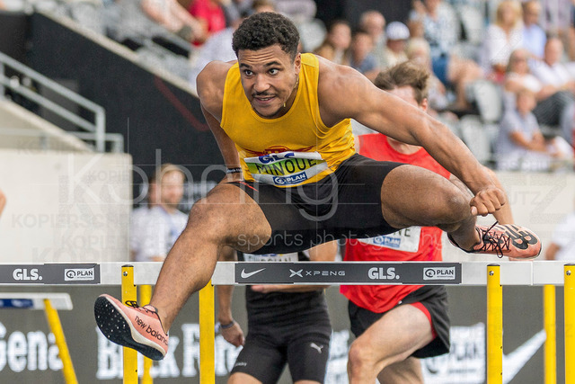Deutsche Leichtathletik-Meisterschaften; Bochum-Wattenscheid, 25.07.2026 | Gregory Minoue (Tracksrunner  Bonn), 110m Huerden; Deutsche Leichtathletik-Meisterschaften am 25.07.2026 im Lorheide-Stadion, Bochum-Wattenscheid (Nordrhein-Westfalen).