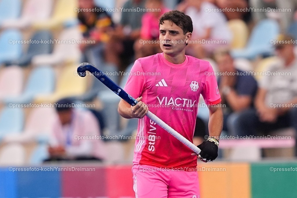 xydrx08082502029 | 08.08.2025, xydrx, Herren EuroHockey Championship 2025, Gruppenphase, Gruppe B, Deutschland - Frankreich, Sparkassenpark Mönchengladbach: Erik Kleinlein (Deutsche Feldhockey Nationalmannschaft #24)