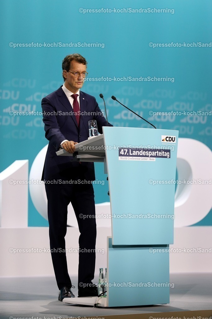 xsscx30082502034 | 30.08.2025, xsscx, Hendrik W¸st der wieder gew‰hlte Landesvorsitzende der CDU und gleichzeitig Ministerpr‰sident von Nordrhein-Westfalen auf dem 47. Landesparteitag der CDU Nordrhein-Westfalen mit dem Motto - SO! geht kommunal - im World Conference Center in Bonn Nordrhein-Westfalen Deutschland