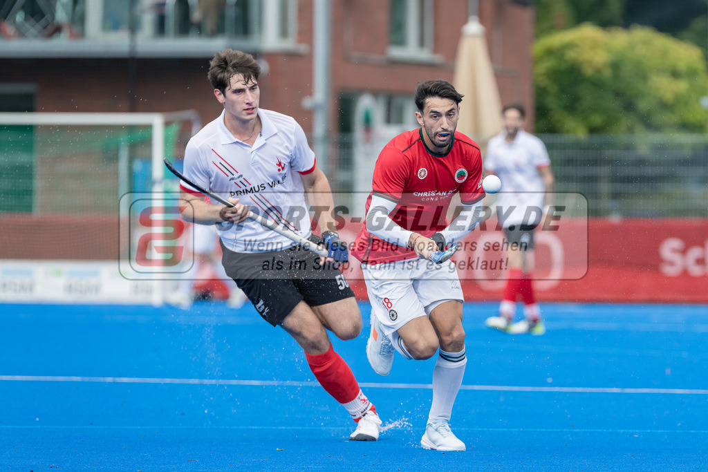 HK_20230923_104408 | 1. Bundesliga Herren Crefelder HTC - TSV Mannheim am 23.9.2023 CHTC, Krefeld , Jakob Brilla ( TSV Mannheim #50 ) , Martin Ignacio Ferreiro ( Crefelder HTC #18 )