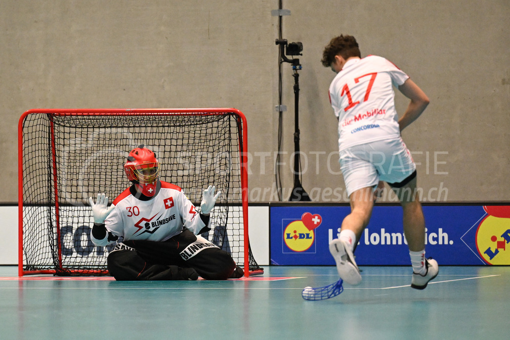 Switzerland B U19 vs Switzerland U19 - 4. February 2024 | Switzerland B U19 vs Switzerland U19
U19 Men International Matches in Switzerland
GoEasy Arena, Siggenthal Station
Switzerland goalie #30 Ilja Brunner.
Credit: Markus Aeschimann | <a href="https://www.markus-aeschimann.ch">Sportfotografie Markus Aeschimann</a> | <a href="https://www.instagram.com/sportfotografie.aeschimann">@sportfotografie.aeschimann</a> - Realisiert mit Pictrs.com