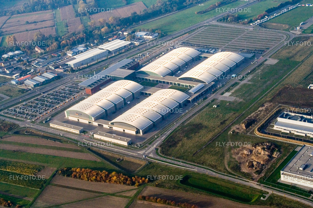 Neue Messe, DM-Arena | Luftbild: Neue Messe, DM-Arena im Ortsteil Forchheim in Rheinstetten im Bundesland Baden-Württemberg in Deutschland. Foto: IMG_14095.jpg vom 11.10.2008 durch Werner Riehm/FLY-FOTO.de - Realisiert mit Pictrs.com